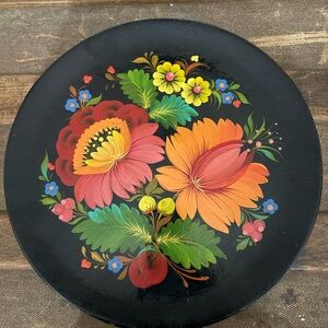 Beautiful Vintage Ukrainian Painted Floral Plate